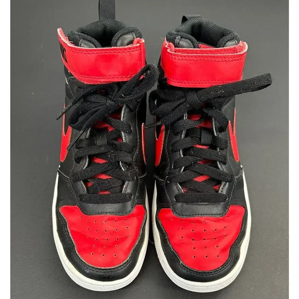 Nike Court Borough Mid Youth 5 Red Black Basketball Shoes Sneakers